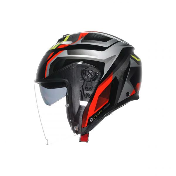 AGV IRIDES AGV E2206 ZURIGO HELMET BLACK/RED/YELLOW FLUO